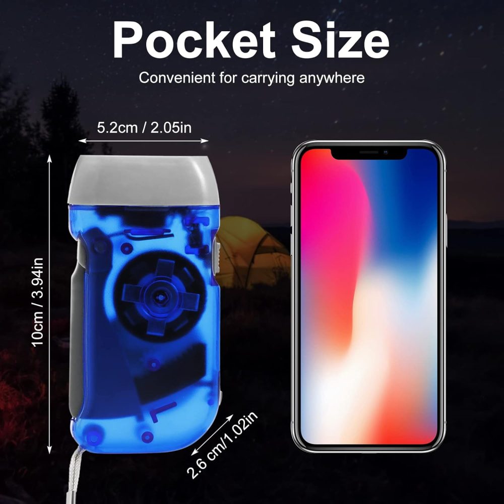 48 Pcs Hand Crank Flashlight No Battery Required Cranked Flashlight Manual Press Flash Light 3 LED Squeeze Light for Camping Hiking Power Outage Gift(Red Blue Yellow Gray) - Image 2