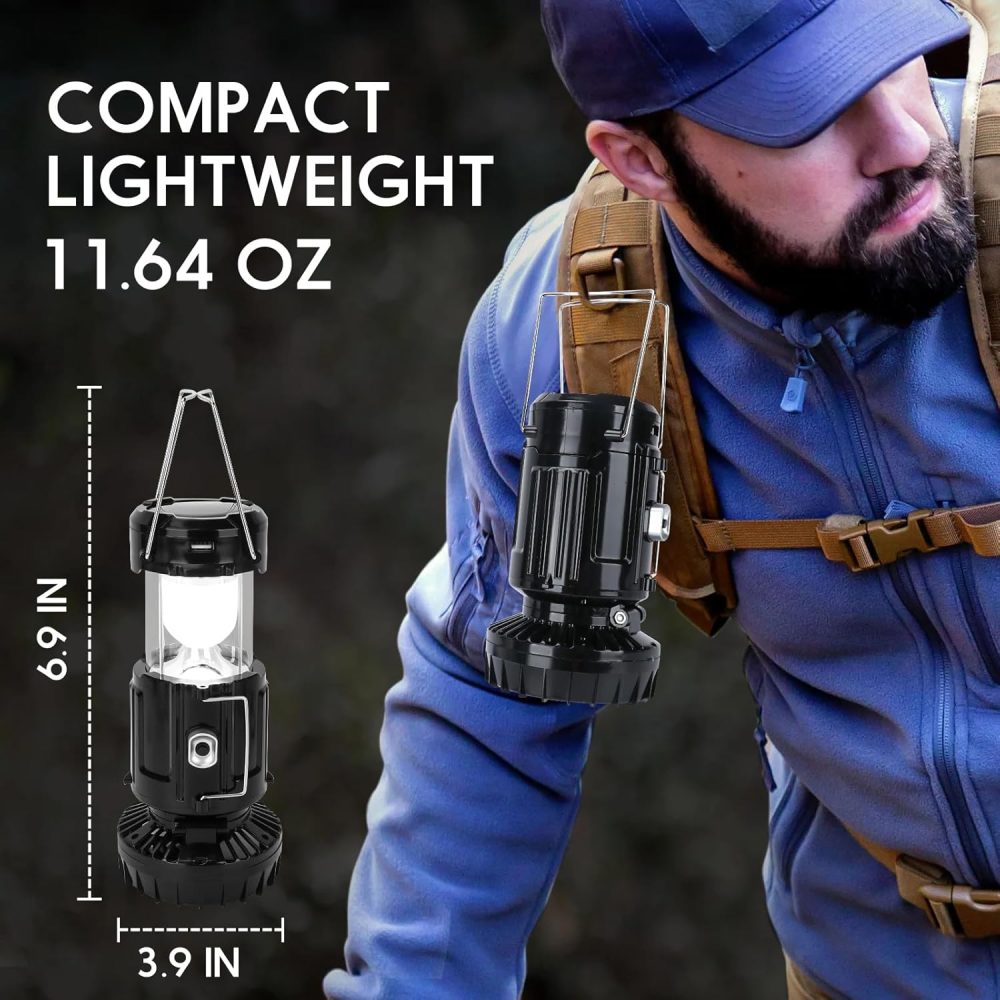Upgrade Solar Powered Camping Lantern with Fan - Stay Cool and Well-lit During Outdoor Adventures with This Versatile Lantern Featuring a Built-in Fan for Added Comfort. - Image 2