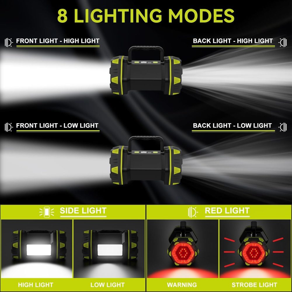 Updated Camping Lantern Rechargeable, LED Flashlight Spotlight, 4800 Capacity Battery Powered, Portable Camping Light, 4+4 Modes for Emergency, Outdoor Hiking, Power Outages, Fishing - Image 2