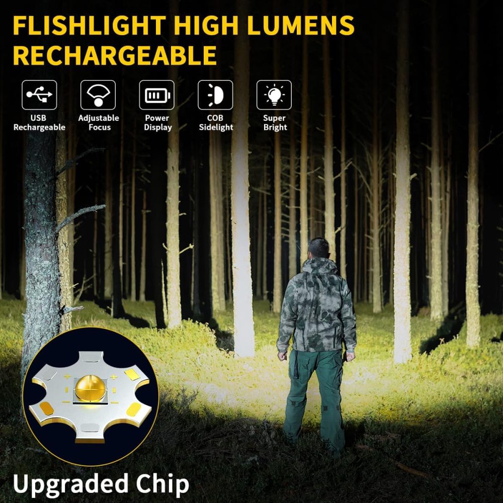 Rechargeable Flashlights High Lumens, 7Mode Flashlights Rechargeable, Super Bright Flashlight, Adjustable Tactical Flash Light, High Powered Flash Light, LED Flashlight for Emergency Home 2Pack - Image 2