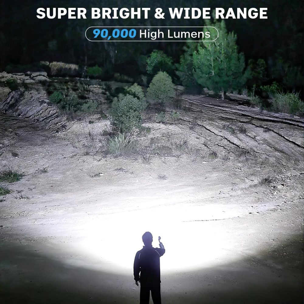 Flashlights Rechargeable LED High Lumens - 4 Pack 90,000LM Super Bright Flashlight, Adjustable Powerful Flash Light with 5 Modes, Waterproof Handheld Flashlight for Home, Camping (2) - Image 2